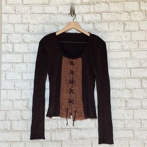 ⭐️ SALE ⭐️ 5-6 for $10 Long Sleeve Brown Ribbed Top Size Medium